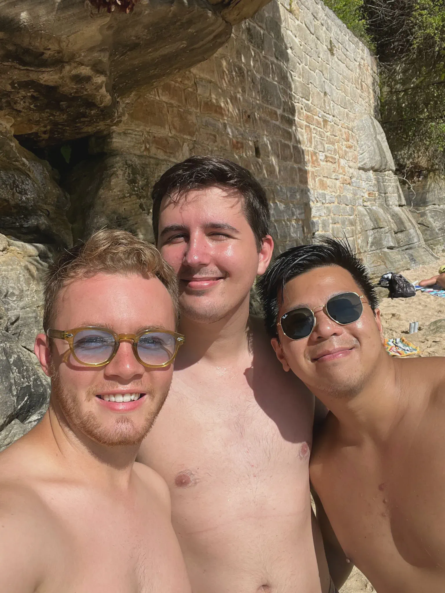 Ed, Sean and Brad at the beach in Sydney